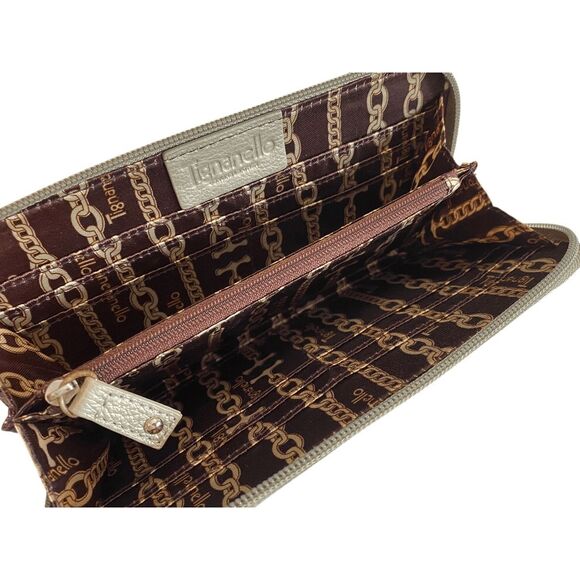 Tignanello Zip Around Wallet Metallic Gold Pebbled Leather - Picture 7 of 8